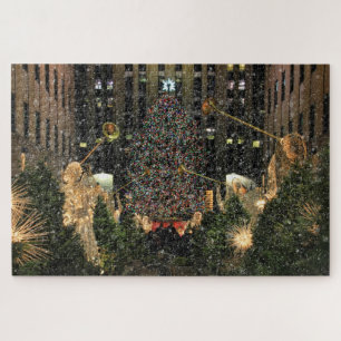 Quebra-cabeça Da árvore Center do Xmas de NYC Rockefeller neve