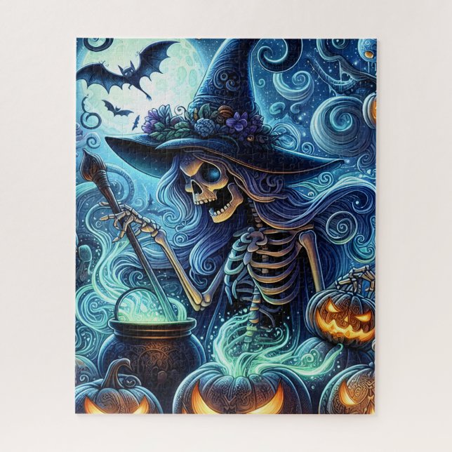 Quebra-cabeça da Bruxa de Halloween (Vertical)