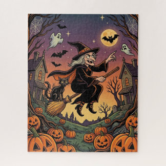 Quebra-cabeça da Bruxa do Halloween - Bruxa na vas