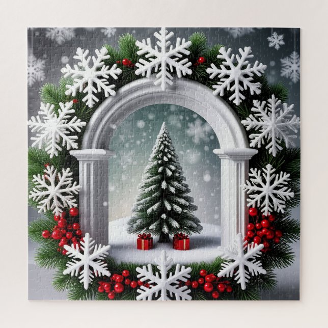 Quebra-cabeça da Cena da Janela de Natal para Cria (Vertical)