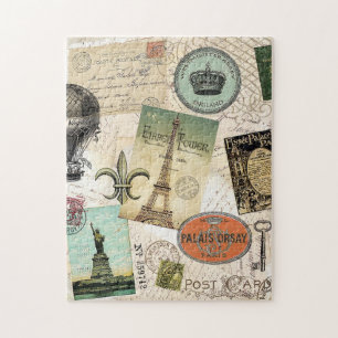 Quebra-cabeça da colagem das viagens vintage
