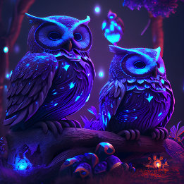 Quebra-cabeça da Coruja Fantasia em Luz Azul