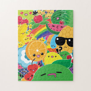 Quebra-cabeça da festança 8x10 da fruta de Kawai