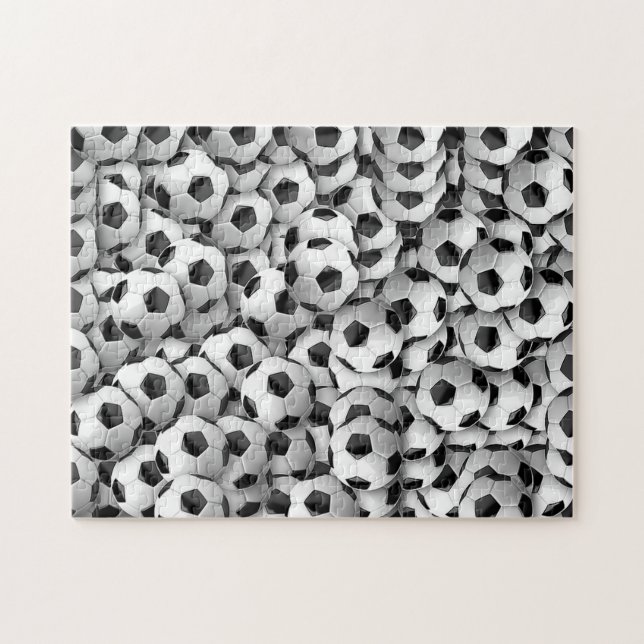 Quebra-cabeça da foto das bolas de futebol (Horizontal)