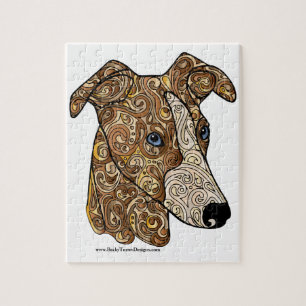 Quebra-cabeça da foto de Whippet 8x10 com caixa d