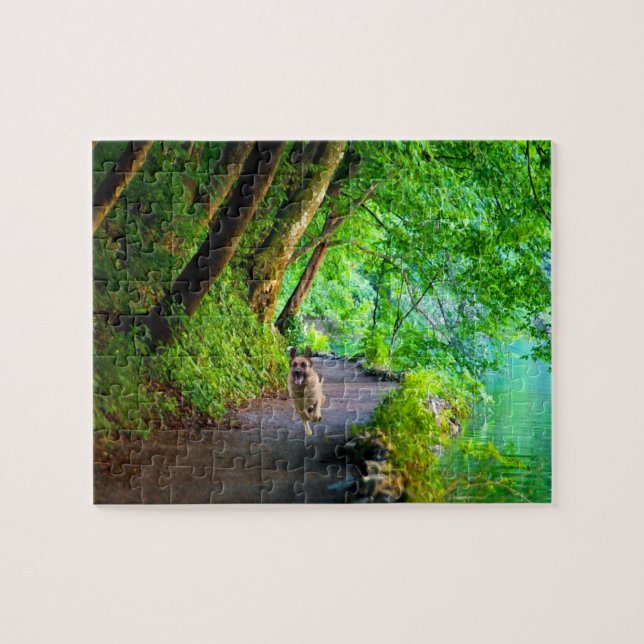 Quebra-cabeça da foto do german shepherd com caixa (Horizontal)