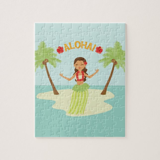 Quebra-cabeça da garota hula do Luau havaiano fofo (Vertical)