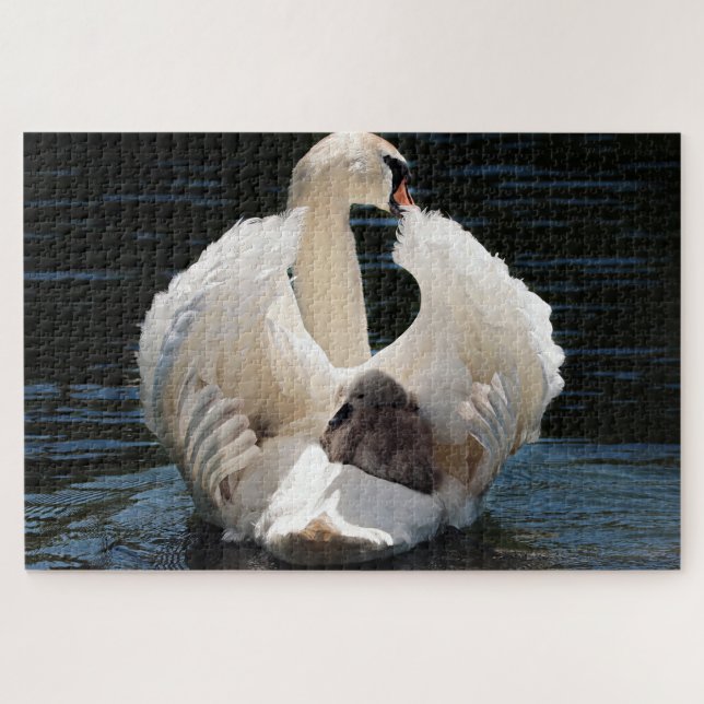 quebra-cabeça da mãe e do bebê do swan (Horizontal)