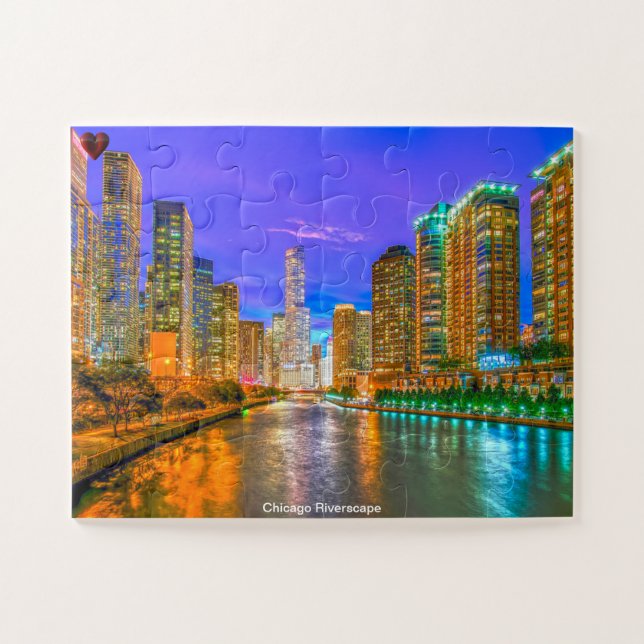 Quebra-cabeça da Paisagem do Rio Chicago (Horizontal)