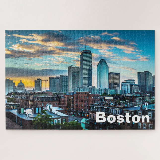 Quebra-cabeça da paisagem urbana de Boston Massach (Horizontal)