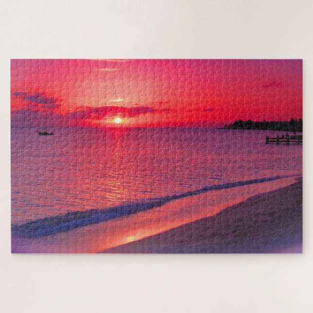 Quebra-cabeça da Praia do Pôr do Sol Tropical (Horizontal)