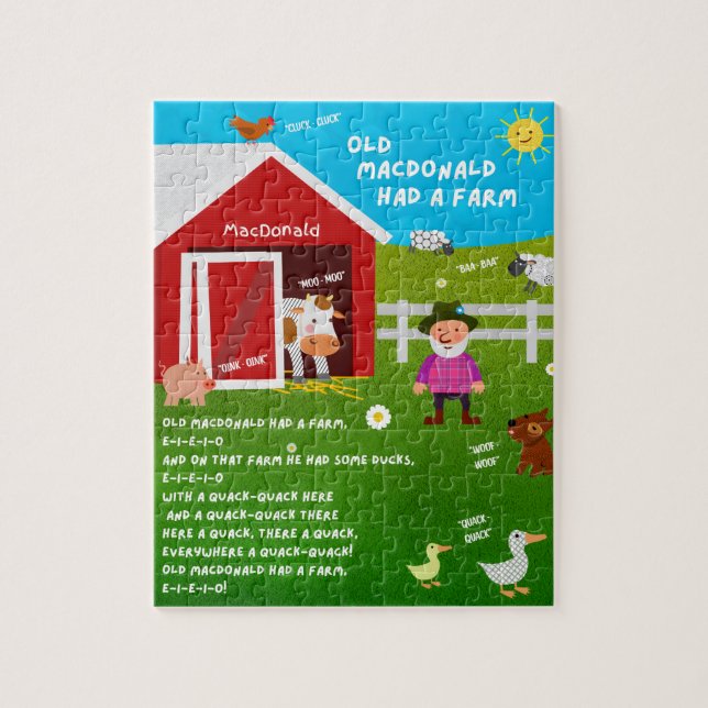 Quebra-cabeça da Rima Infantil Old MacDonald (Vertical)