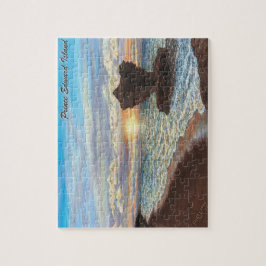 Quebra-cabeça da rocha do copo de chá com caixa de