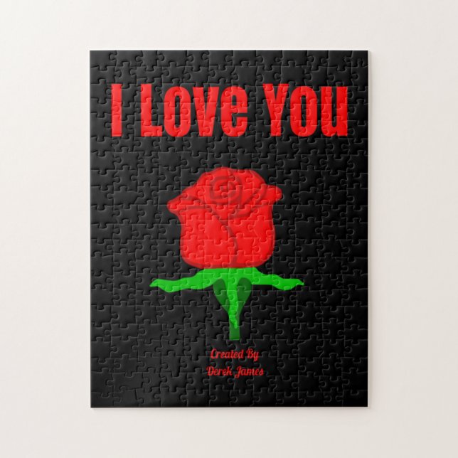 Quebra-cabeça da rosa vermelha eu te amo (Vertical)