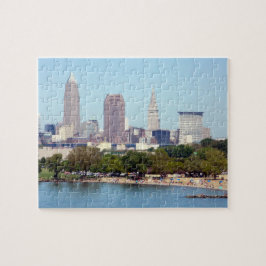 Quebra-cabeça da skyline do verão de Cleveland,