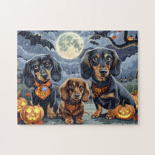 Quebra-cabeça Dachshund Halloween Spooky (Horizontal)