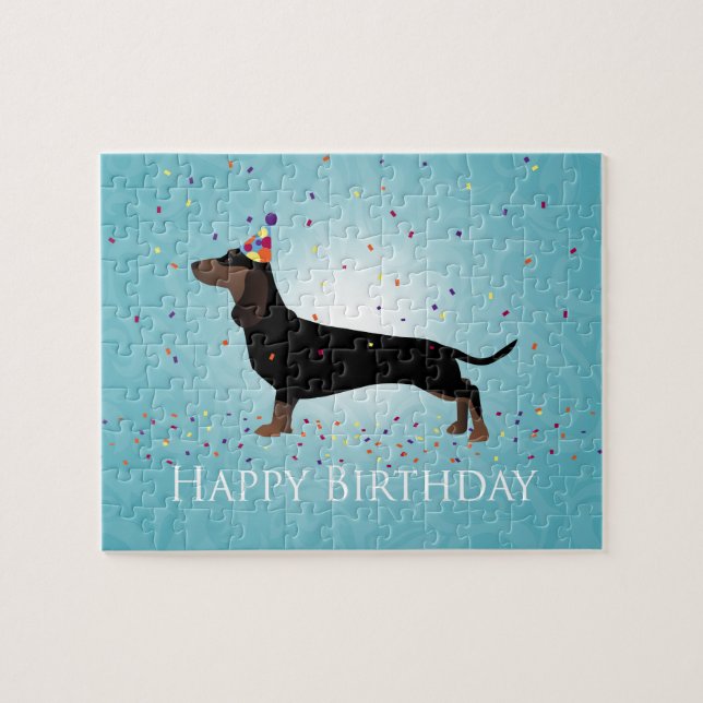 Quebra-cabeça Dachshund Happy Birthday Design (Horizontal)