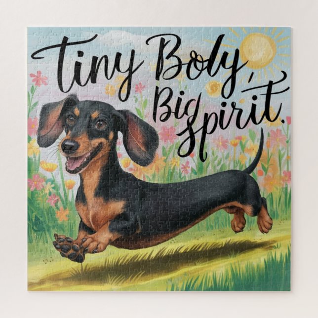 Quebra-cabeça Dachshund Tiny Body, Grande Espírito (Vertical)