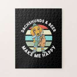 Quebra-cabeça Dachshunds e Cerveja Me Fazem Feliz