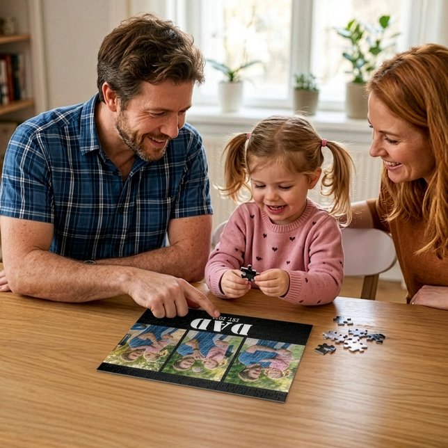 Quebra-cabeça Dad Established Bold White & Black Modern Font (Dad Establishe Bold Simple Modern White Text Jigsaw Puzzle)