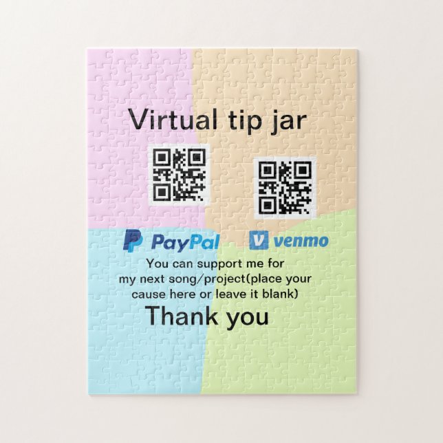 Quebra-cabeça Dádiva virtual jar q r código doação de moeda PayP (Vertical)