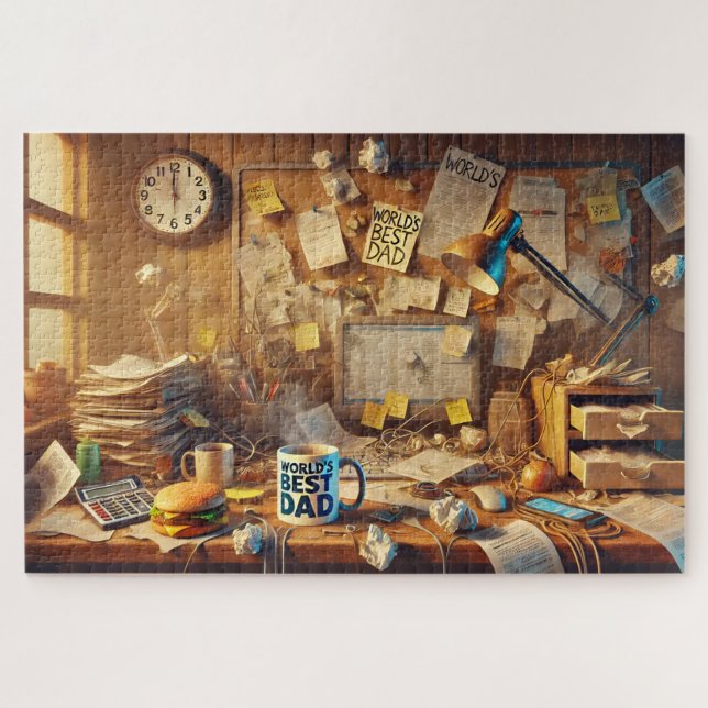Quebra-cabeça Dad's Messy Desk Funny Father's Day Gift (Horizontal)