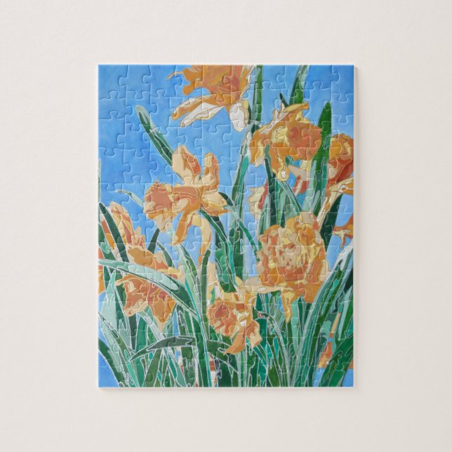 Quebra-cabeça Daffodils Ouro Bloqueado Arte de Linha Negrito (Vertical)