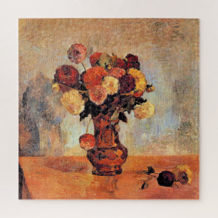 Quebra-cabeça Dahlias em um Vaso de Cobre por Gauguin