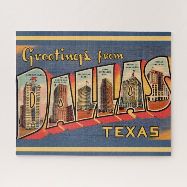 Quebra-cabeça Dallas Texas Antigo 16x20 (Horizontal)