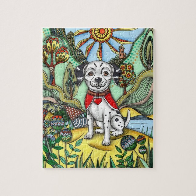 Quebra-cabeça Dálmata Zentangle Caprichoso Cachorro Outono Quebr (Vertical)