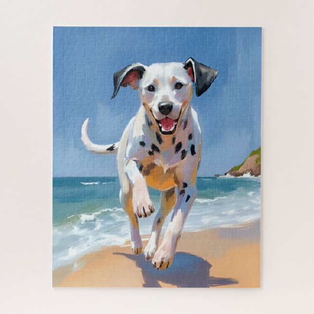 Quebra-cabeça Dalmatian Dog Beach Watercolor Pet Painting (Vertical)