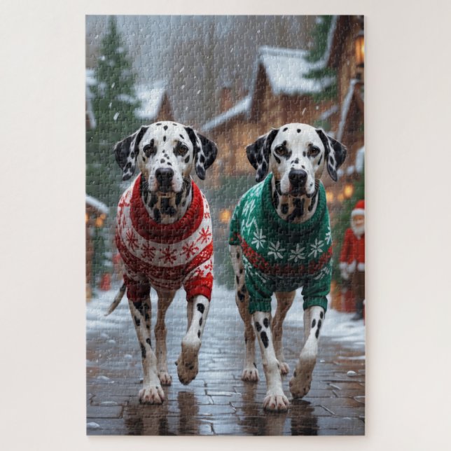 Quebra-cabeça Dalmatian Dogs Christmas Snow Holiday  (Vertical)