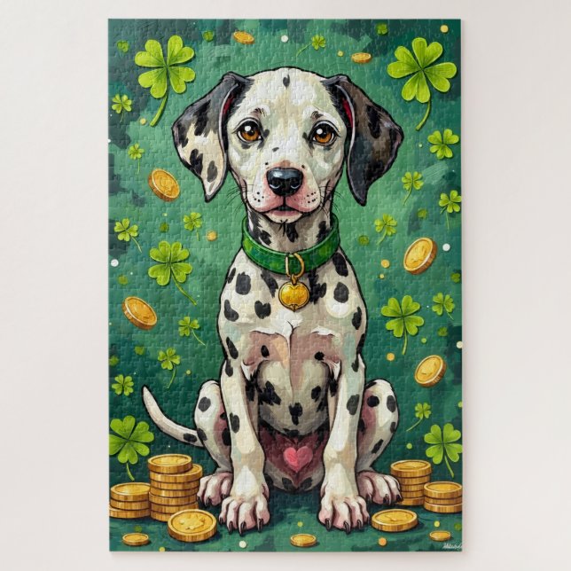 Quebra-cabeça Dalmatian St Patrick’s Day Lucky Dog (Vertical)