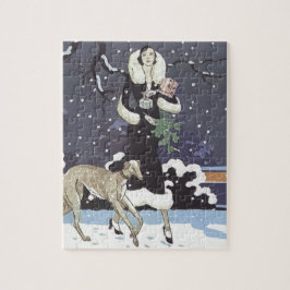Quebra-cabeça Dama Borzoi de Férias na Neve