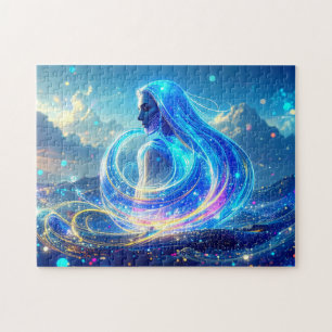 Quebra-cabeça Dama Oceano Gênia Arte de Fantasia Mágica