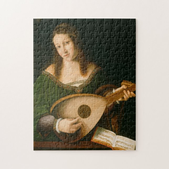 Quebra-cabeça Dama Tocando um Alaúde (Vertical)