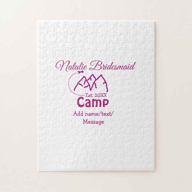 Quebra-cabeça Damas de honra do acampamento rosa adicionar nome  (Vertical)