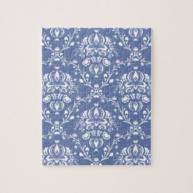 Quebra-cabeça Damasco Azul e Branco (Vertical)