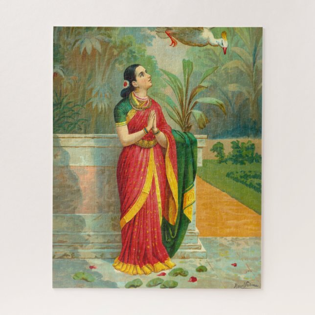 Quebra-cabeça Damayanti e Swan por Raja Ravi Varma (Vertical)
