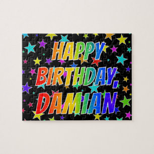 Quebra-cabeça "DAMIAN" Primeiro Nome, Diversão "FELIZ ANIVERSÁ