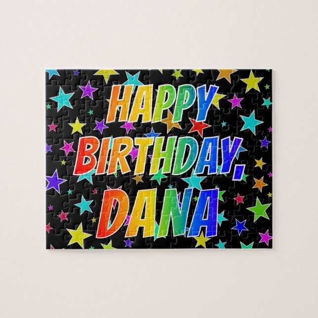 Quebra-cabeça "DANA" Primeiro Nome, Diversão "FELIZ ANIVERSÁRIO" (Horizontal)