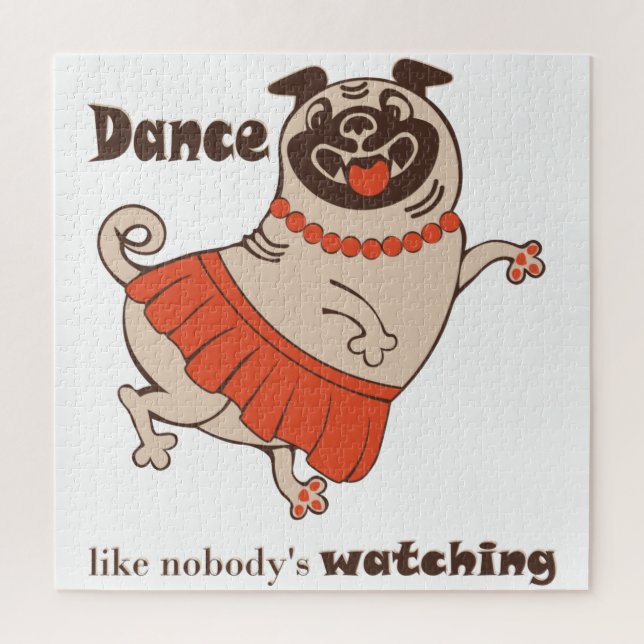 Quebra-cabeça Dança como se ninguém estivesse assistindo Pug Gir (Vertical)