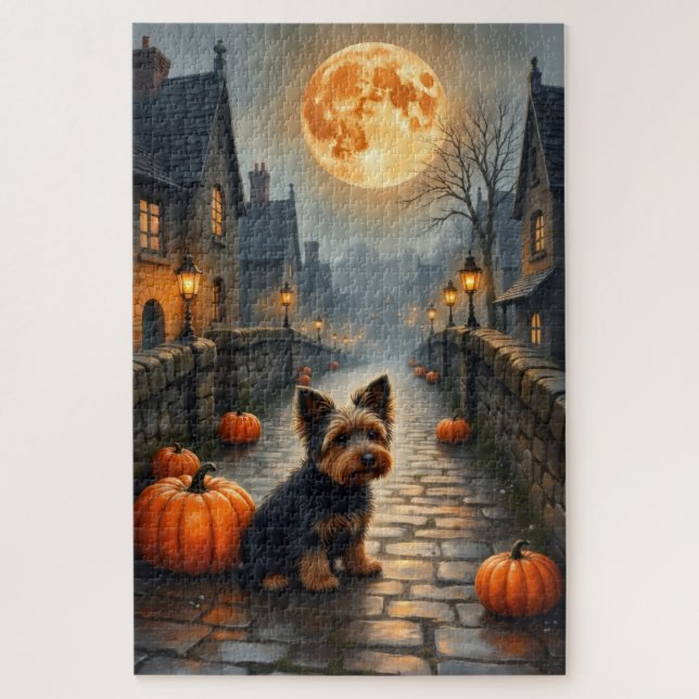 Quebra-cabeça Dandie Dinmont Terrier Vila Gótica Halloween (Vertical)