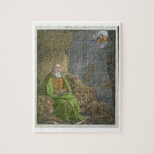 Quebra-cabeça Daniel no antro dos leões, de uma bíblia impressa (Vertical)