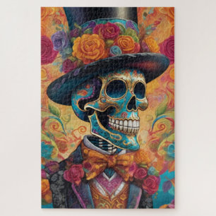 Quebra-cabeça Dapper Skeleton Elegance: Dia dos Mortos