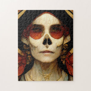 Quebra-cabeça Dark Fantasy Gothic Skull Mulher 2