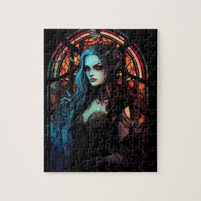Quebra-cabeça Dark Fantasy Gótica Mulher do Crânio (Vertical)