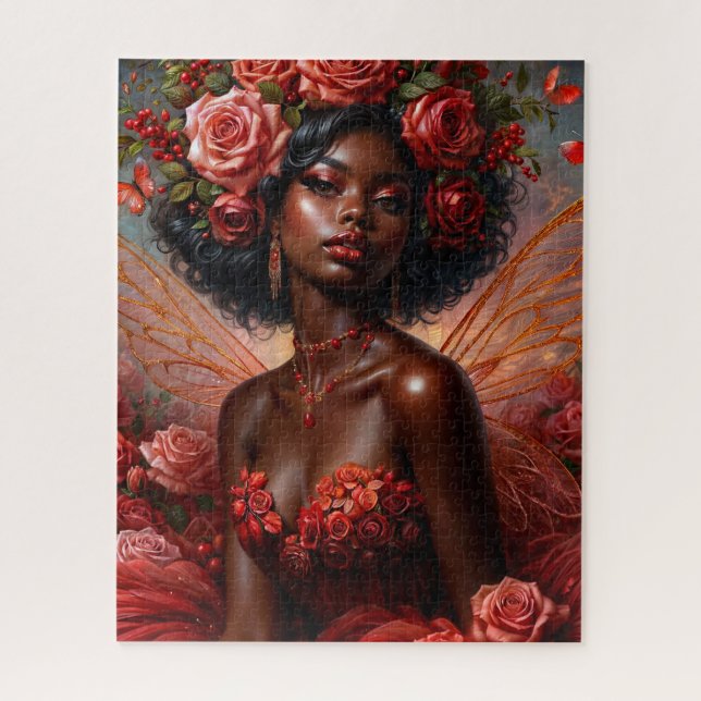 Quebra-cabeça Dark-Skinned Rose Fairy In Red (Vertical)