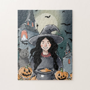 Quebra-cabeça das bruxas do Halloween