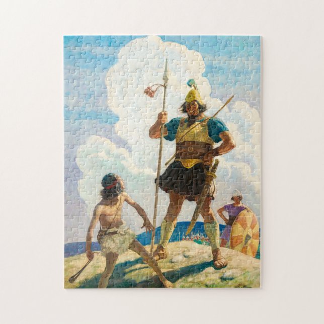 Quebra-cabeça David e Golias por Newell Convers Wyeth (Vertical)